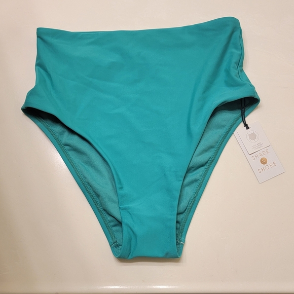 NWT Shade & Shore Green High-Rise Bikini Bottom. - Picture 1 of 2